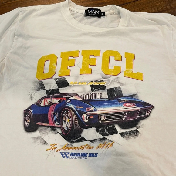 BoobooMAN auto sport race car white T-shirt size S - Picture 2 of 12